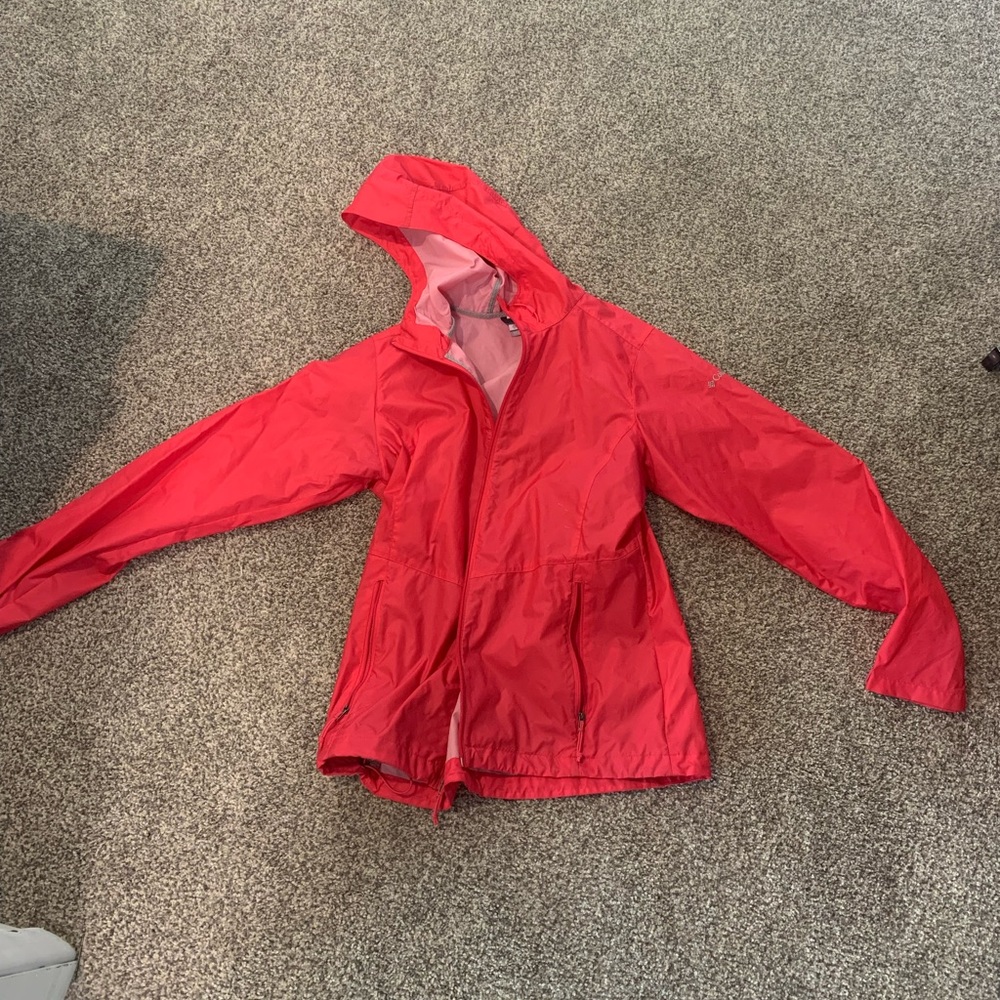 Hot pink Columbia rain coat